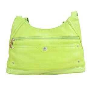 Stone & Co Pebbled Leather Lime Green Shoulder Bag